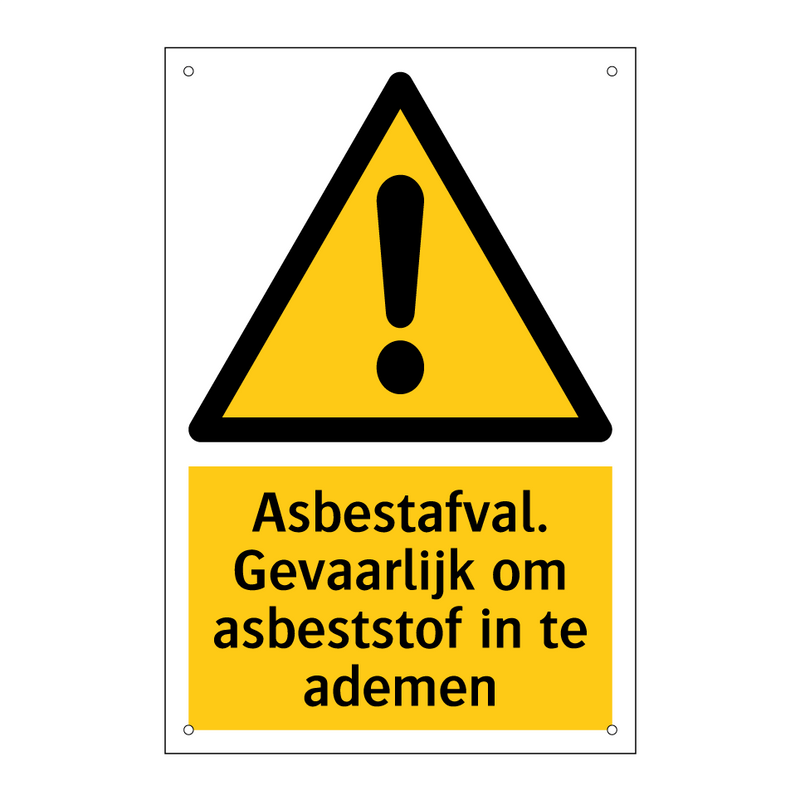 Asbestafval. Gevaarlijk om asbeststof in te ademen