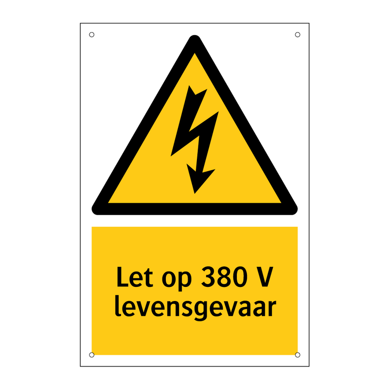 Let op 380 V levensgevaar