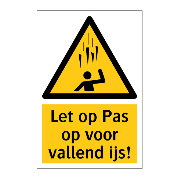 Let op Pas op voor vallend ijs!