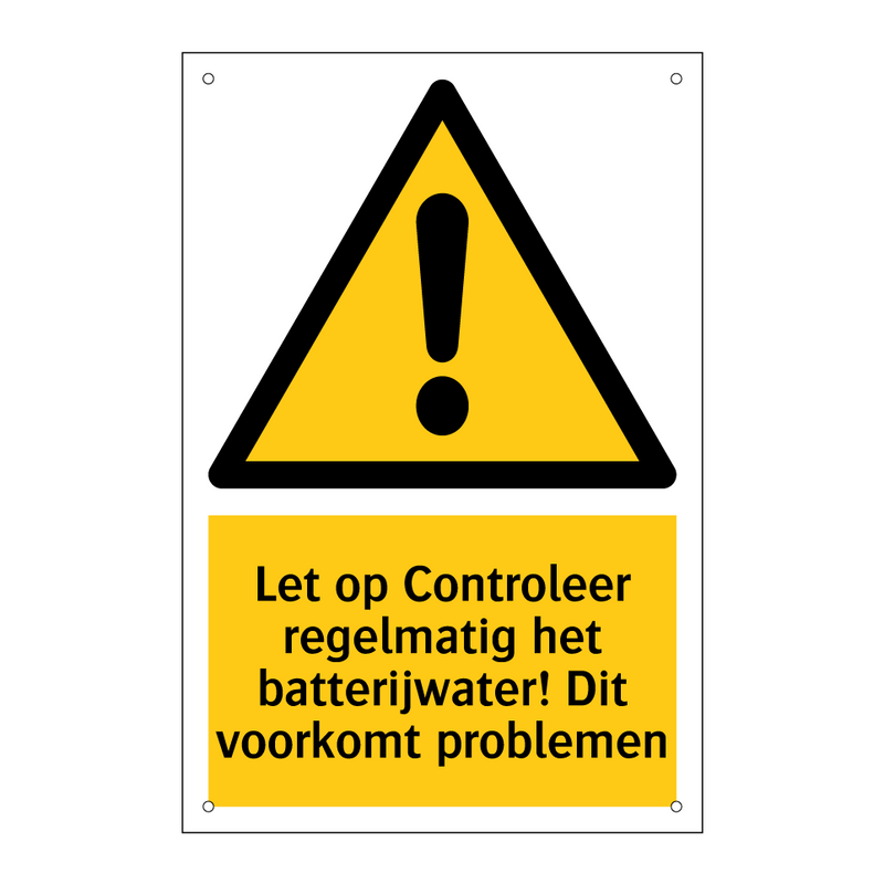 Let op Controleer regelmatig het batterijwater! Dit voorkomt problemen