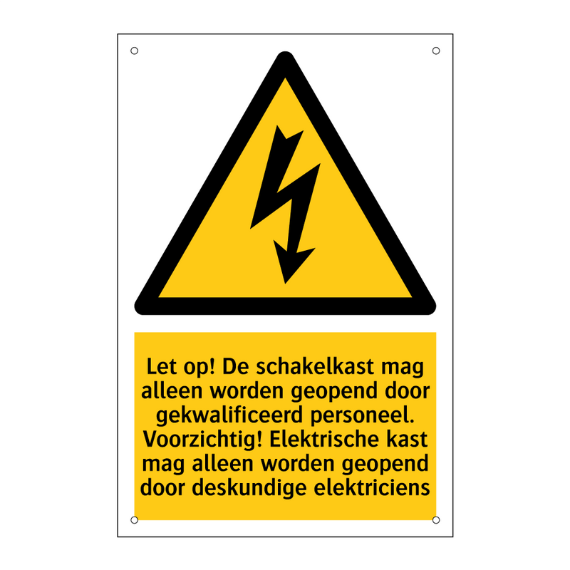 Let op! De schakelkast mag alleen worden geopend door gekwalificeerd personeel. Voorzichtig! Elektrische kast mag alleen worden geopend door deskundige elektriciens