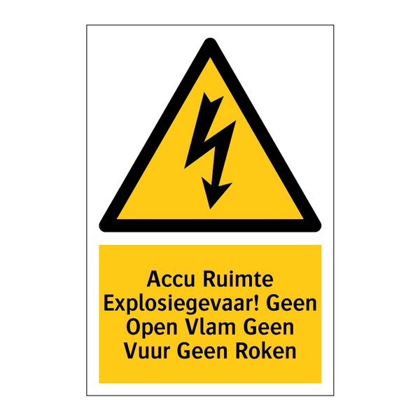 Accu Ruimte Explosiegevaar! Geen Open Vlam Geen Vuur Geen Roken