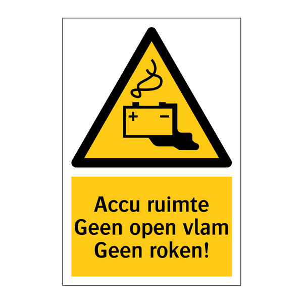 Accu ruimte Geen open vlam Geen roken!