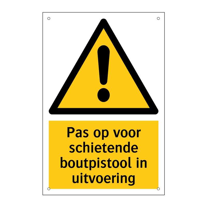 Pas op voor schietende boutpistool in uitvoering