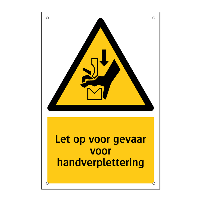 Let op voor gevaar voor handverplettering