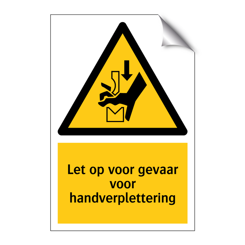 Let op voor gevaar voor handverplettering