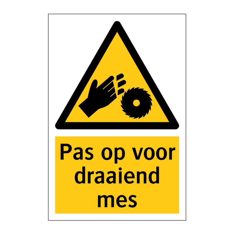 Pas op voor draaiend mes