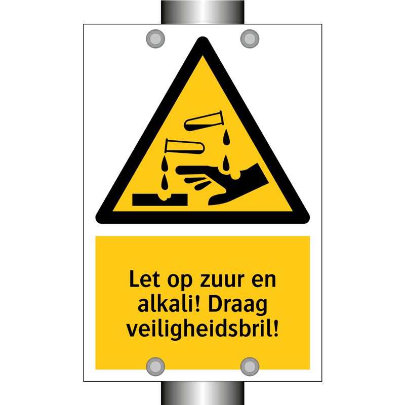 Let op zuur en alkali! Draag veiligheidsbril!