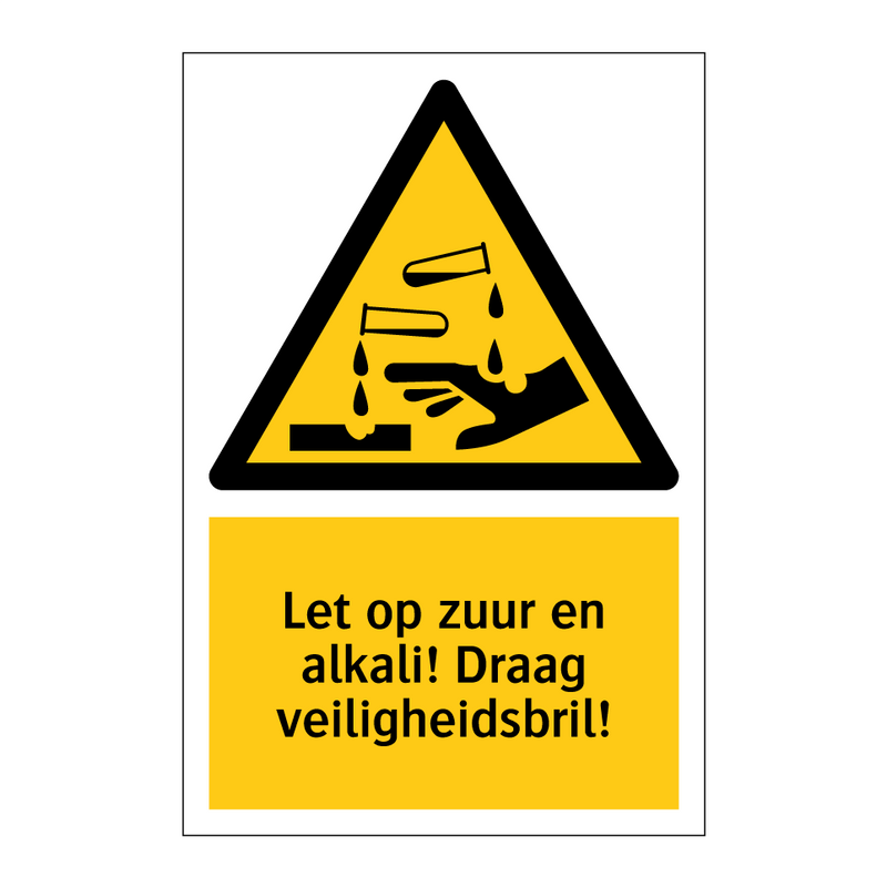 Let op zuur en alkali! Draag veiligheidsbril!