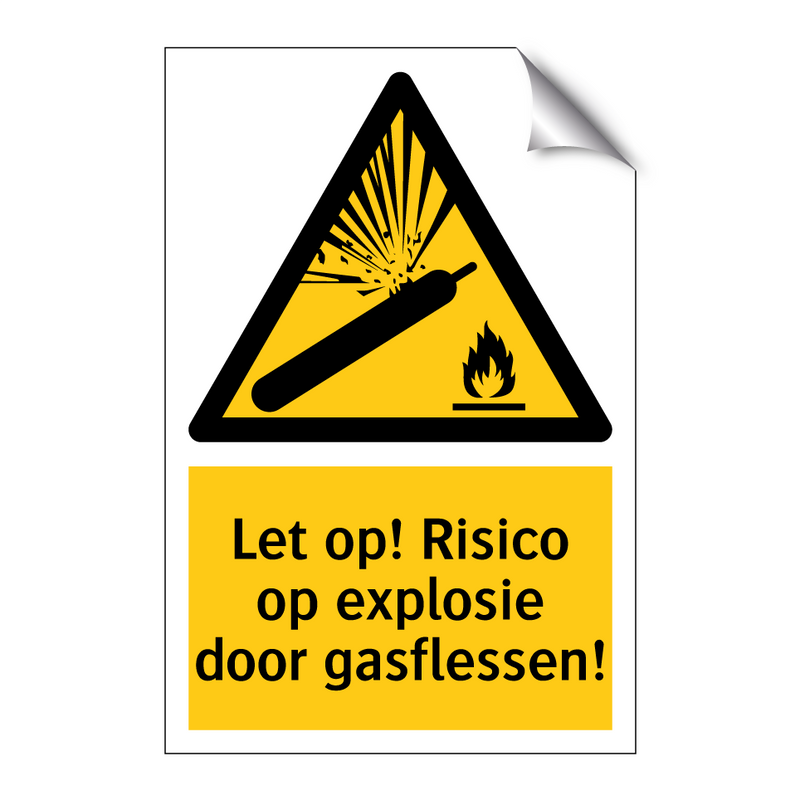 Let op! Risico op explosie door gasflessen!