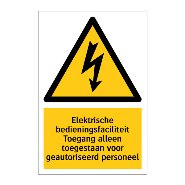 Elektrische bedieningsfaciliteit Toegang alleen toegestaan voor geautoriseerd personeel