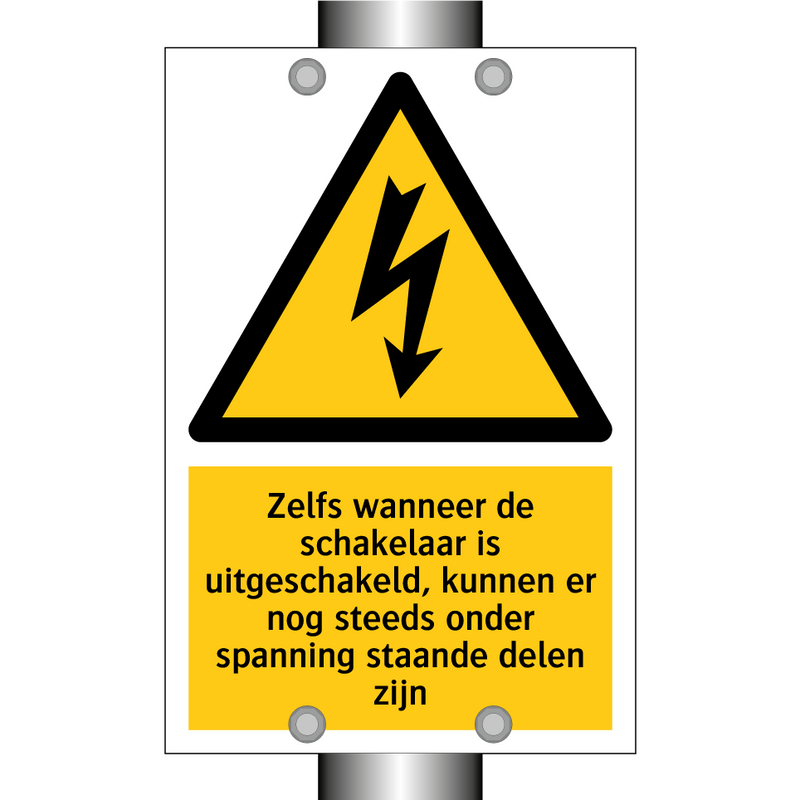 Zelfs wanneer de schakelaar is uitgeschakeld, kunnen er nog steeds onder spanning staande delen zijn