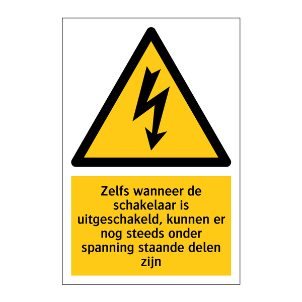 Zelfs wanneer de schakelaar is uitgeschakeld, kunnen er nog steeds onder spanning staande delen zijn