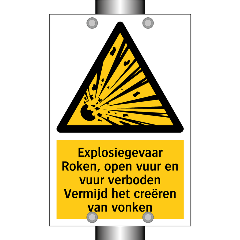 Explosiegevaar Roken, open vuur en vuur verboden Vermijd het creëren van vonken