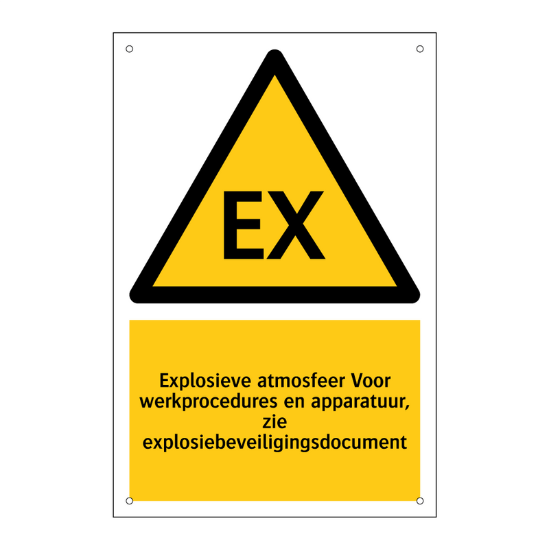 Explosieve atmosfeer Voor werkprocedures en apparatuur, zie explosiebeveiligingsdocument