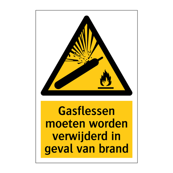 Gasflessen moeten worden verwijderd in geval van brand