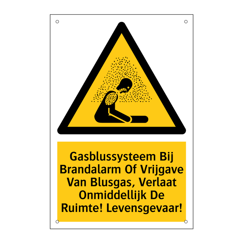 Gasblussysteem Bij Brandalarm Of Vrijgave Van Blusgas, Verlaat Onmiddellijk De Ruimte! Levensgevaar!