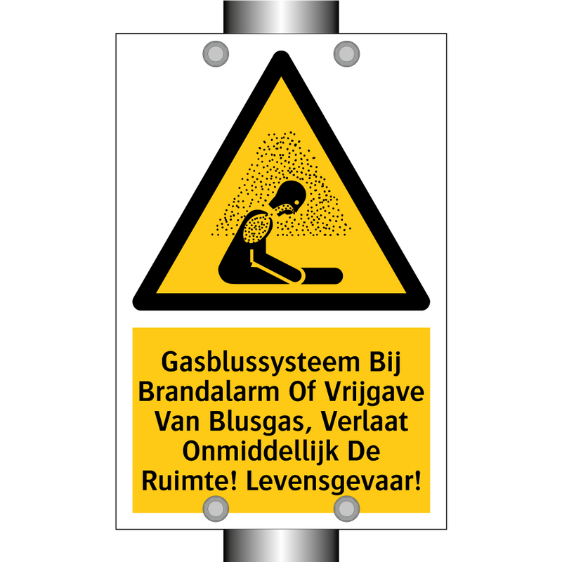 Gasblussysteem Bij Brandalarm Of Vrijgave Van Blusgas, Verlaat Onmiddellijk De Ruimte! Levensgevaar!