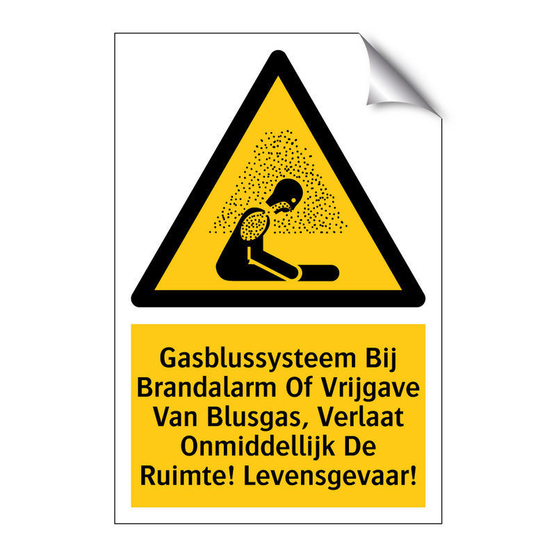 Gasblussysteem Bij Brandalarm Of Vrijgave Van Blusgas, Verlaat Onmiddellijk De Ruimte! Levensgevaar!