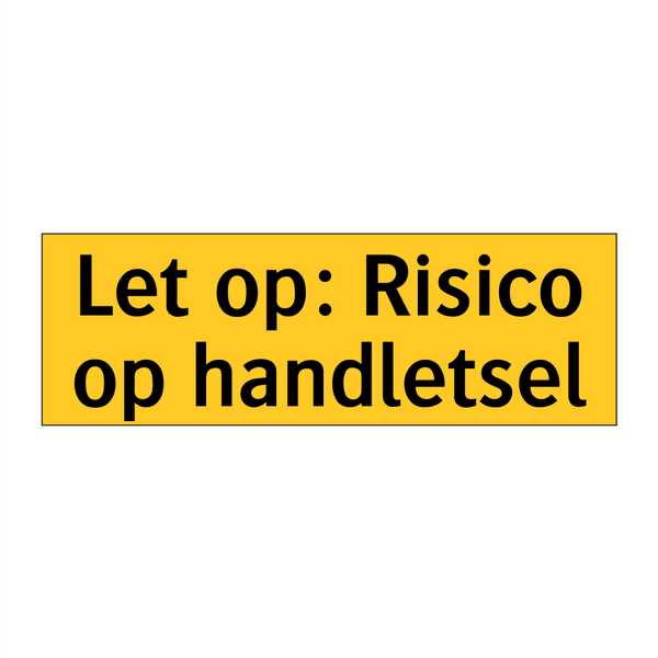 Let op: Risico op handletsel & Let op: Risico op handletsel & Let op: Risico op handletsel