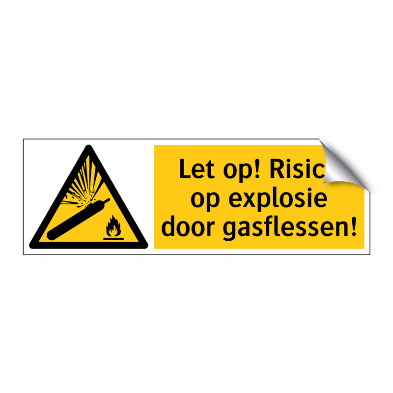 Let op! Risico op explosie door gasflessen!