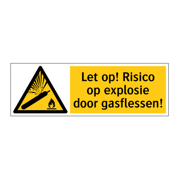 Let op! Risico op explosie door gasflessen!