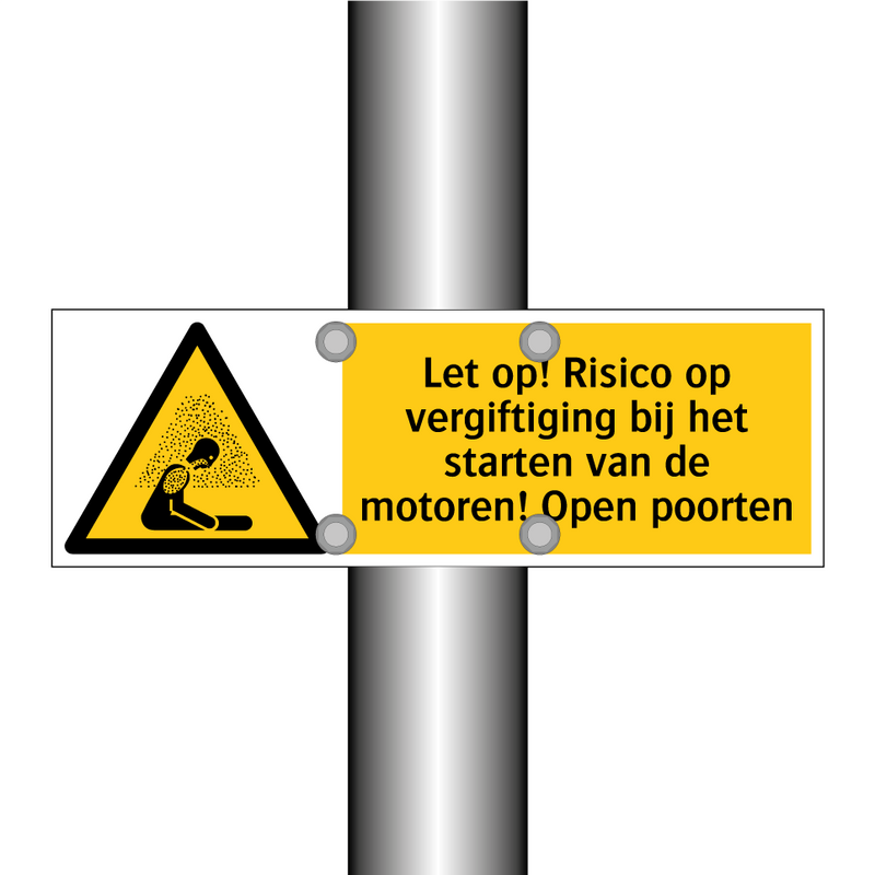 Let op! Risico op vergiftiging bij het starten van de motoren! Open poorten