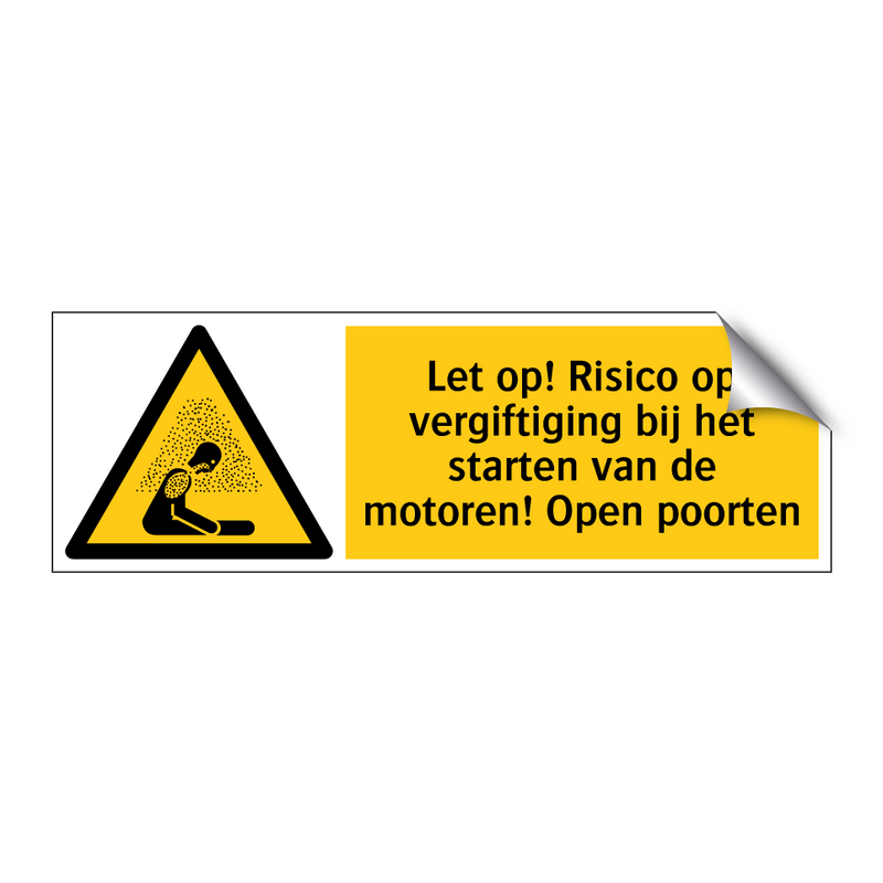 Let op! Risico op vergiftiging bij het starten van de motoren! Open poorten