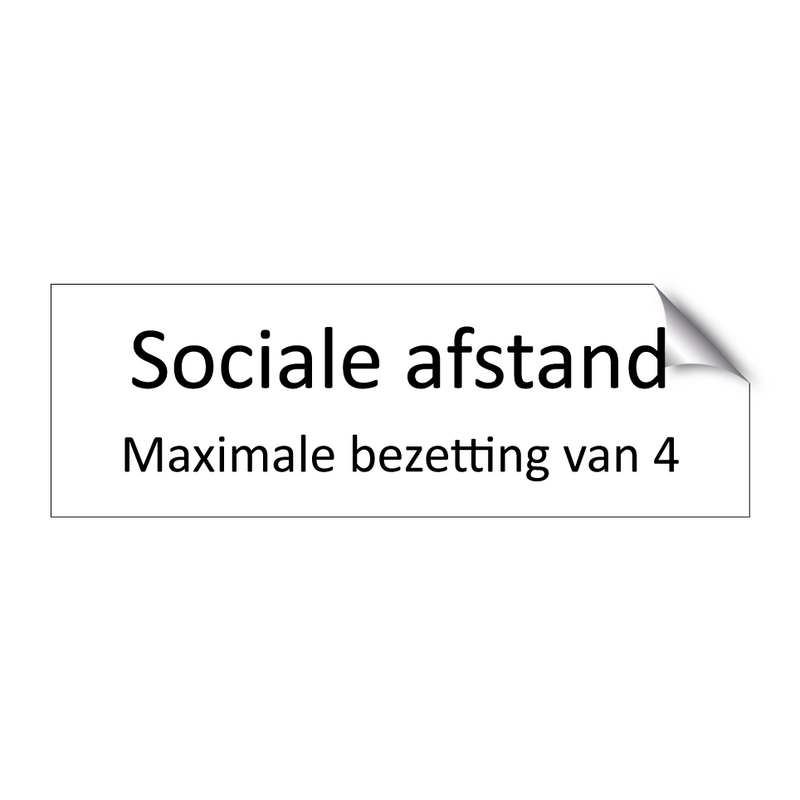 Sociale afstand. Maximale bezetting van 4 personen