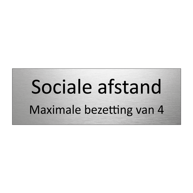 Sociale afstand. Maximale bezetting van 4 personen