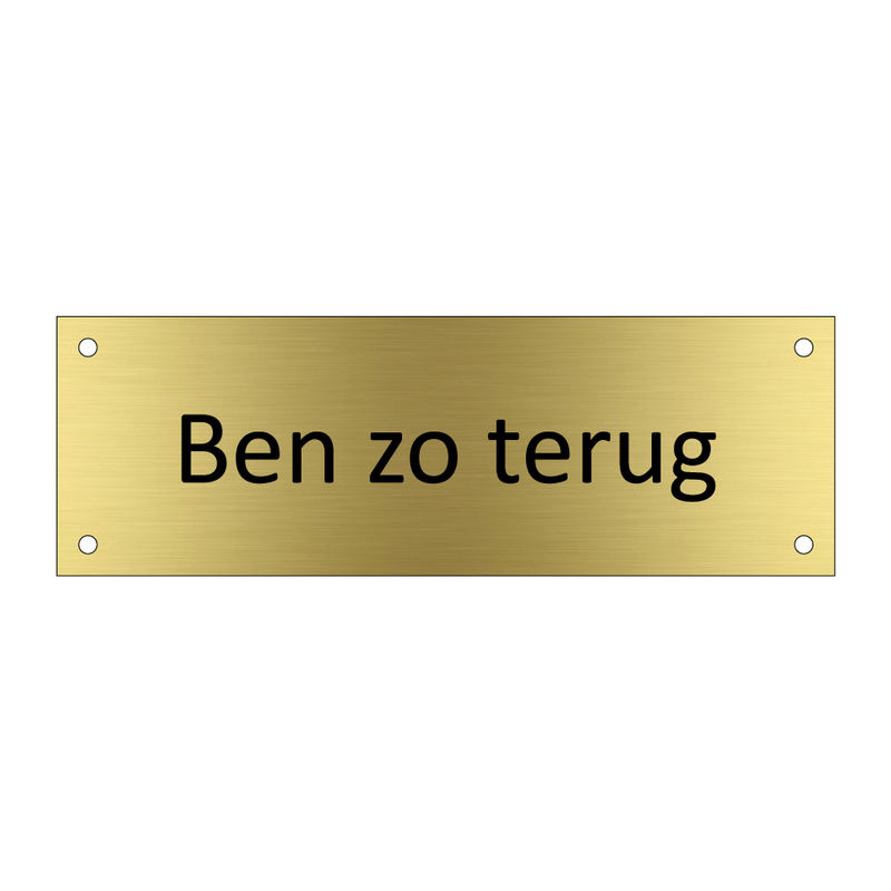 Ben zo terug & Ben zo terug & Ben zo terug