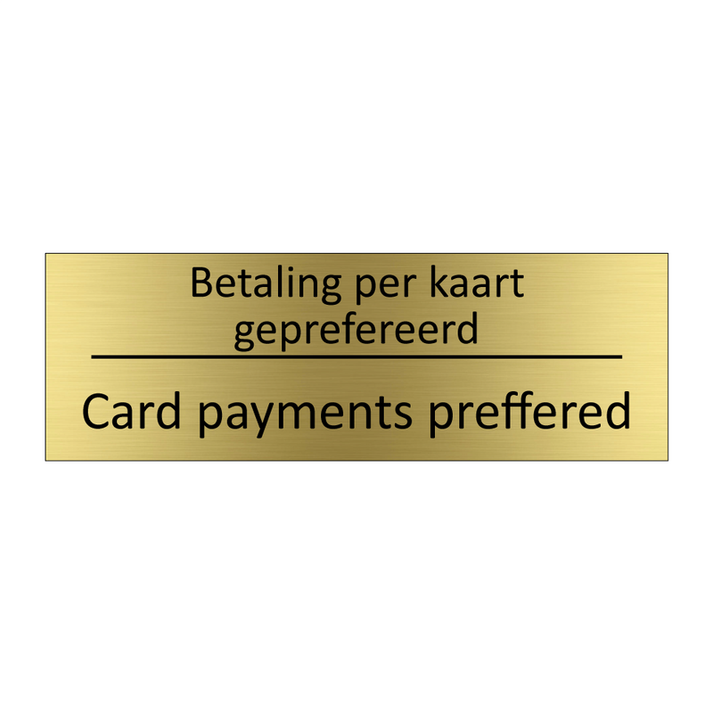 Betaling per kaart geprefereerd - Card payments preffered