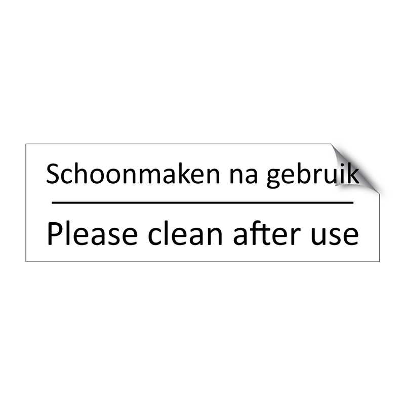 Schoonmaken na gebruik - Please clean after use & Schoonmaken na gebruik - Please clean after use