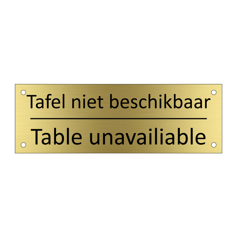 Tafel niet beschikbaar - Table unavailiable & Tafel niet beschikbaar - Table unavailiable