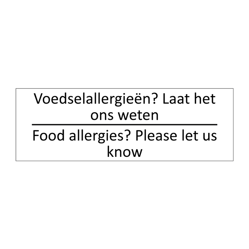 Voedselallergieën? Laat het ons weten /…/ & Voedselallergieën? Laat het ons weten /…/