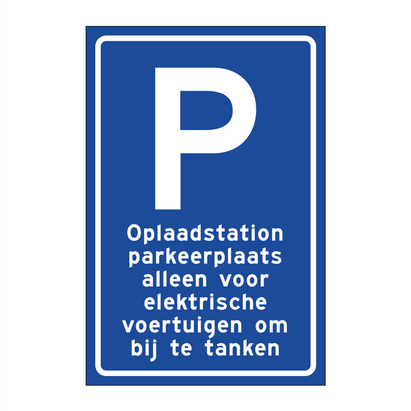 Oplaadstation parkeerplaats alleen voor elektrische voertuigen om bij te tanken